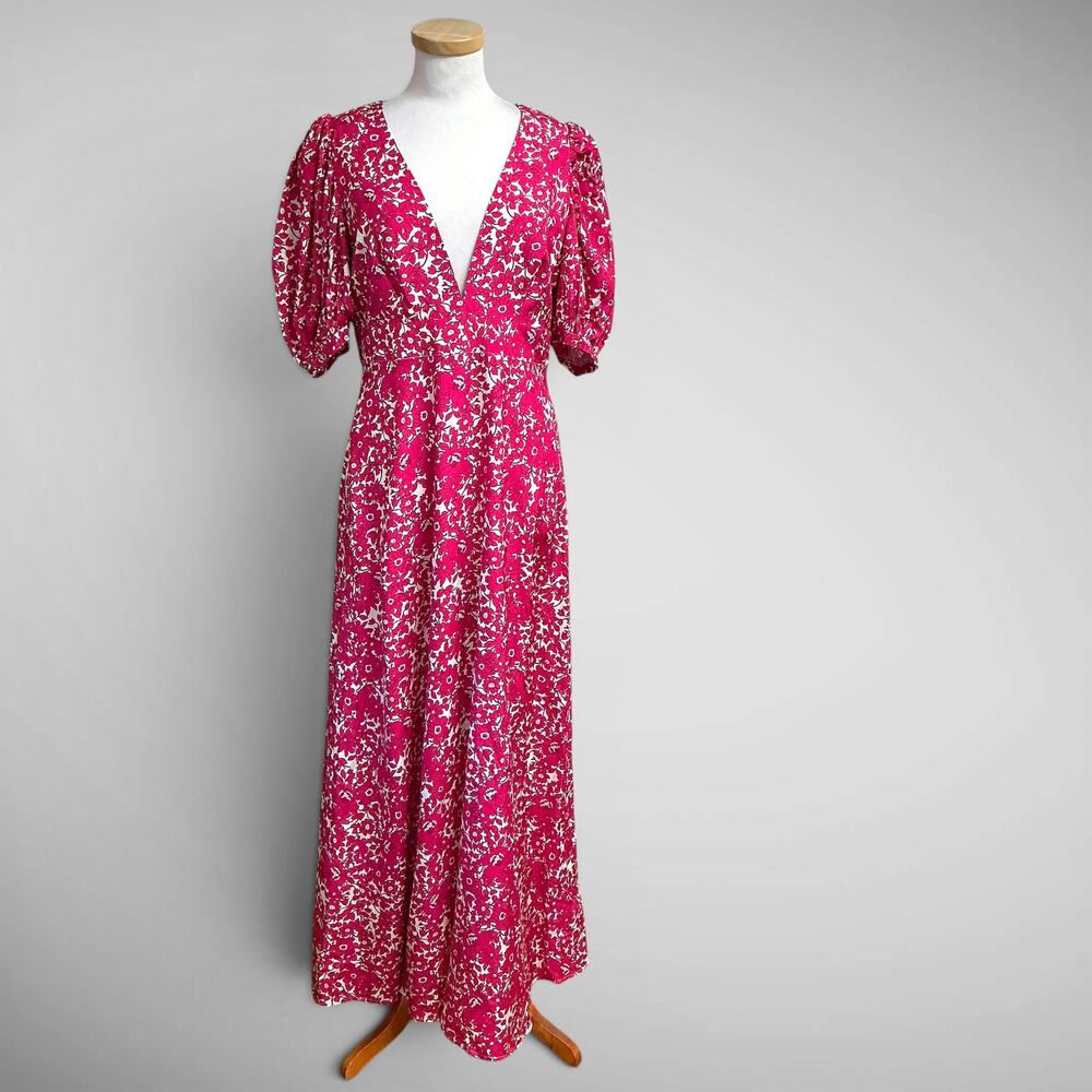 J. Crew hot pink and white floral maxi dress, size 6, NEW WITH TAGS!